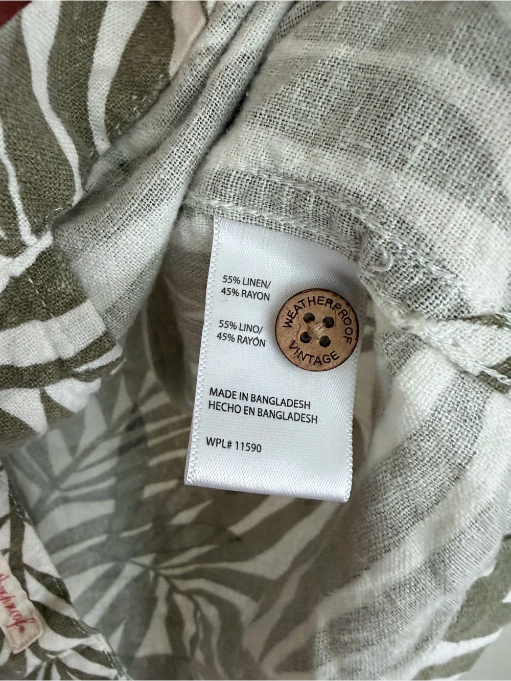 Weatherproof Vintage Linen Leaf Button-Down Shirt